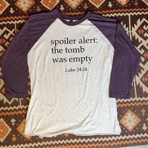 Jesus Christ Resurrection Empty Tomb Luke 24:24 Raglan T-Shirt Large